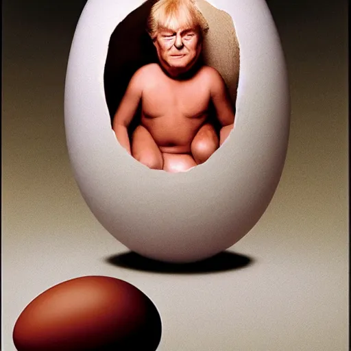 Image similar to Donald Trump in an eggshell photographed by Anne Geddes