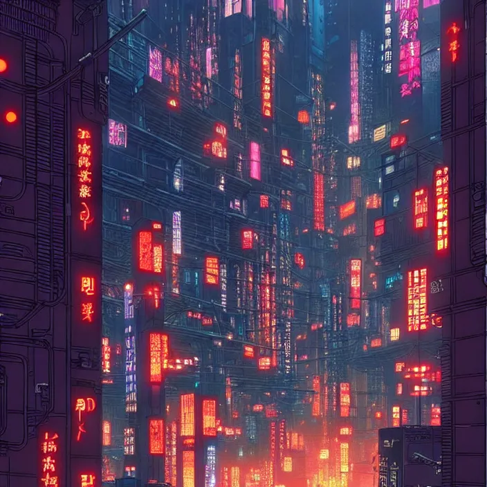 Prompt: a cyberpunk city, by satoshi kon, highly detailed, intricate, warm lighting