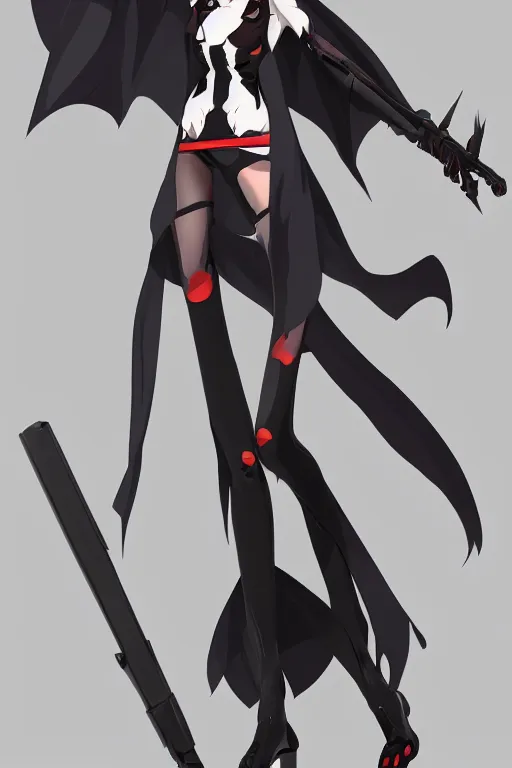 Prompt: a full body shot of the Grim Reaper as a character in Kill la Kill (2013), highly detailed, artstation, manga