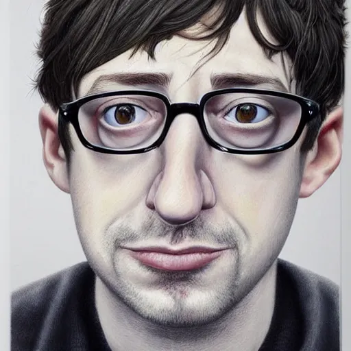 Image similar to Caricature portraits done of a young Graham Coxon, realistic, hyperrealistic, very realistic, highly detailed, very detailed, extremely detailed, detailed, oil painting, digital art, trending on artstation