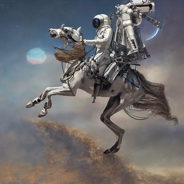 Prompt: horse on astronaut, industrial sci - fi, by mandy jurgens, ernst haeckel, james jean, riding