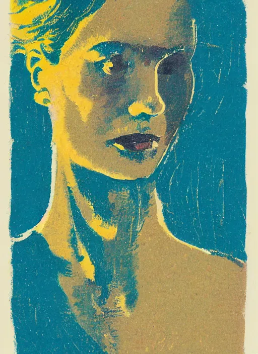 Image similar to an extreme close - up portrait of a lady in a scenic representation of mother nature and the meaning of life by billy childish, thick visible brush strokes, figure painting by anthony cudahy and rae klein, vintage postcard illustration, minimalist cover art by mitchell hooks