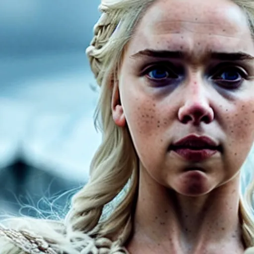 Image similar to a selfie of daenerys targaryen played by scarlett johansson, medium shot, detailed eyes,