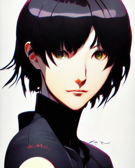 Image similar to makoto niijima from persona 5 | | fine detail!! anime!! realistic shaded lighting!! poster by ilya kuvshinov katsuhiro otomo ghost - in - the - shell, magali villeneuve, artgerm, jeremy lipkin and michael garmash and rob rey