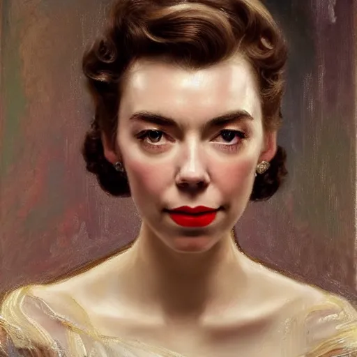 Prompt: vanessa kirby as dark - haired 1 9 5 0 s goddess, a beautiful closeup oil painting, she has tears running down her face, wet lips, perfect eyes, insanely detailed, elegant, by wlop, rutkowski, livia prima, mucha,