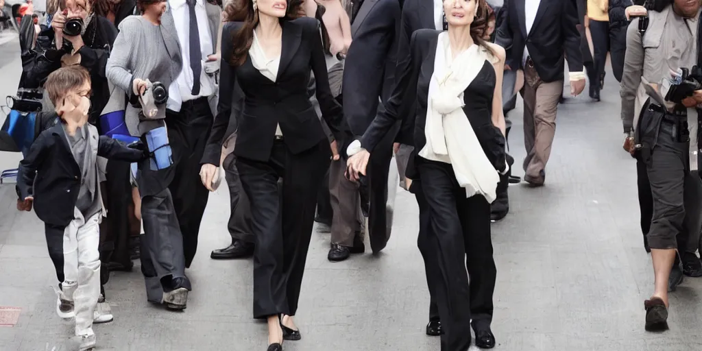 Image similar to angelina jolie is walking into the camera