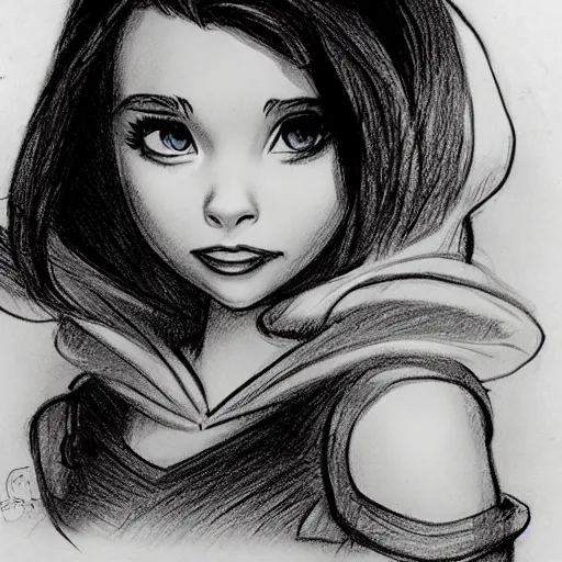 Image similar to milt kahl pencil sketch of chloe grace moretz as snow white