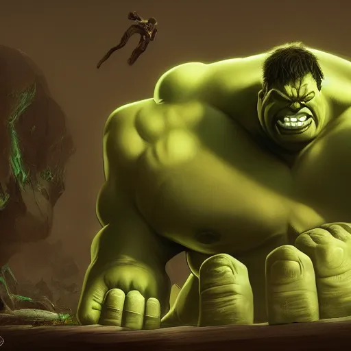 Image similar to Big Chungus is The Hulk, hyperdetailed, artstation, cgsociety, 8k