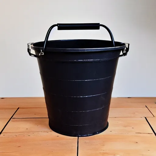 Prompt: huge black bucket for crying lots of tears