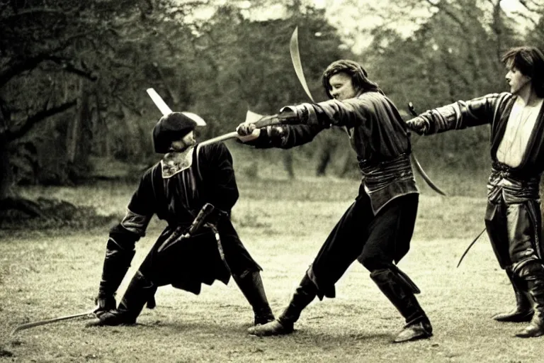 Image similar to valmont sword fighting scene from film