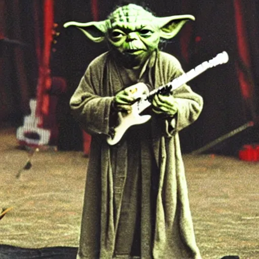 Image similar to yoda performing at woodstock