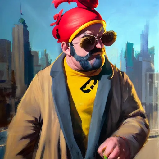 Image similar to greg manchess portrait painting of wario eggman, medium shot, asymmetrical, profile picture, organic painting, sunny day, matte painting, bold shapes, hard edges, street art, trending on artstation, by huang guangjian and gil elvgren and sachin teng