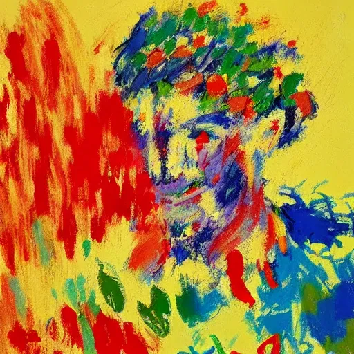 Image similar to a leroy neiman painting when he was deeply schizophrenic and had hand tremors