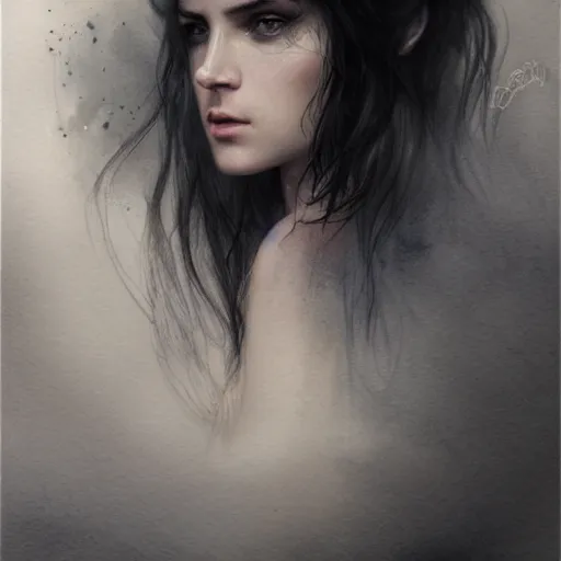 Prompt: nightstalker character portrait, lean face, cinematic lighting, glowing grey eyes, hyper - detailed, 4 k, high resolution, in the style of charlie bowater, tom bagshaw, single face, symmetrical, headshot photograph, insanely detailed and intricate, beautiful, elegant, watercolor, cinematic, portrait, raphaelite, headroom, pierre - auguste renoir