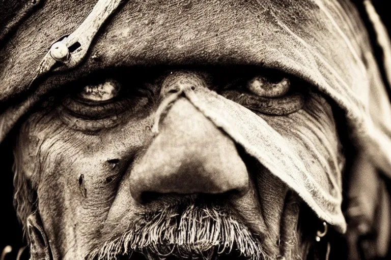 Image similar to closeup old pirate on an old pirate ship, by emmanuel lubezki