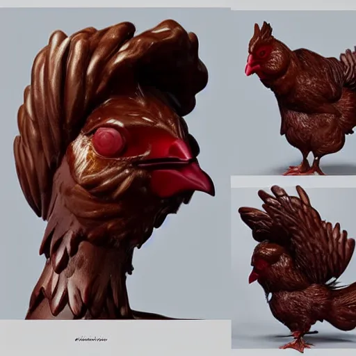 Prompt: breathtaking portrait of a chicken chocolate sculpture, art concept, artstation, sharp focus, elegant