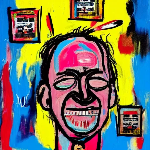 Prompt: bob odenkirk in the style of jean - michel basquiat