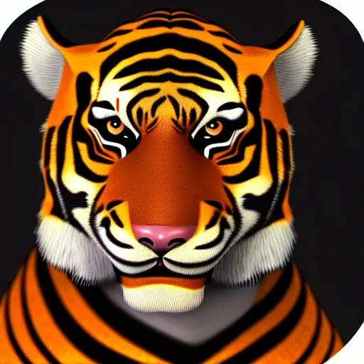 Prompt: portrait of an anthropomorphic tiger wearing a black suit, ultra detail, ultra realistic, soft fur, ssao 8 k, horror