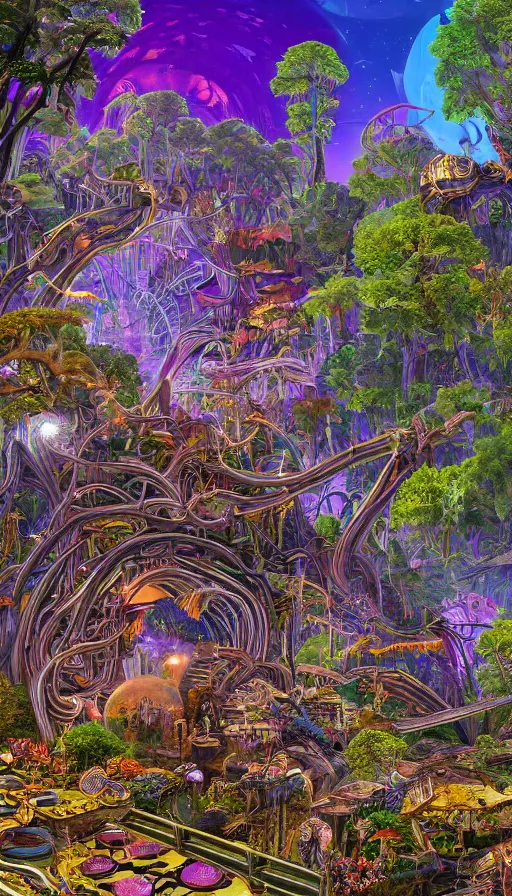 Image similar to a beautiful hyperdetailed highly detailed nature shrine by denise scott brown, thermal vision neon signs nature elysian forest universe cgsociety apocalyptic tron wilderness synthwave alien extraterrestial steampunk earth gem uv light cyberpunk crystal meadow azeroth san andreas tokyo liberty city, archdaily, wallpaper, highly detailed, trending on artstation.