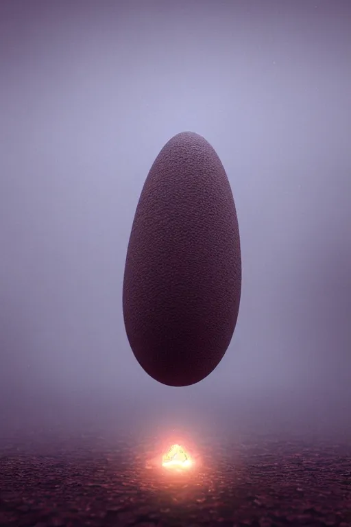 Image similar to photoreal render of cthulhu egg, presented nicely, rendered in octane, realistic, film grain, 3 5 mm, 1 6 0 0 iso, sony a 7 riv, 8 k, unreal engine, wind, mythical, surrounded by mist, surreal