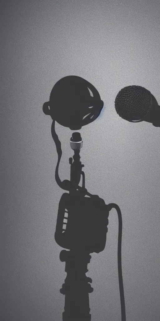 Image similar to rapping with microphone, silhouette