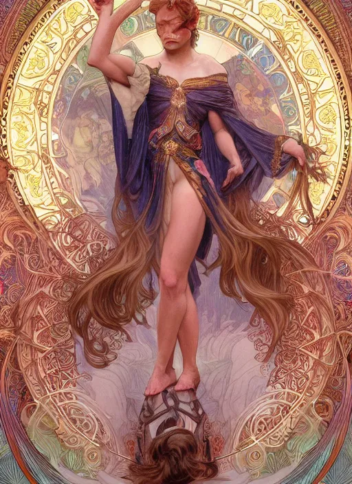 Image similar to Brie Larson as God of Beauty, cute, fantasy, intricate, elegant, highly detailed, digital painting, 4k, HDR, concept art, smooth, sharp focus, illustration, art by alphonse mucha,artgerm, H R Giger