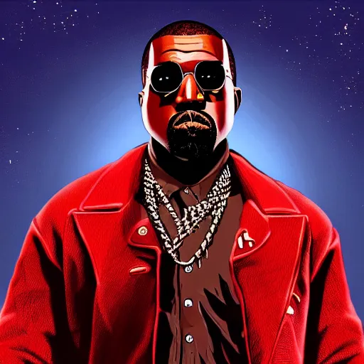 Image similar to kanye west in illustration red dead redemption 2 artwork of kanye west, in the style of red dead redemption 2 loading screen, by stephen bliss