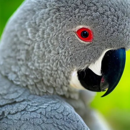 Image similar to award winning nature photograph of a parrot's beak on a koala. focus on the beak. extreme detail, hyperrealistic photo, smooth, trending on artstation