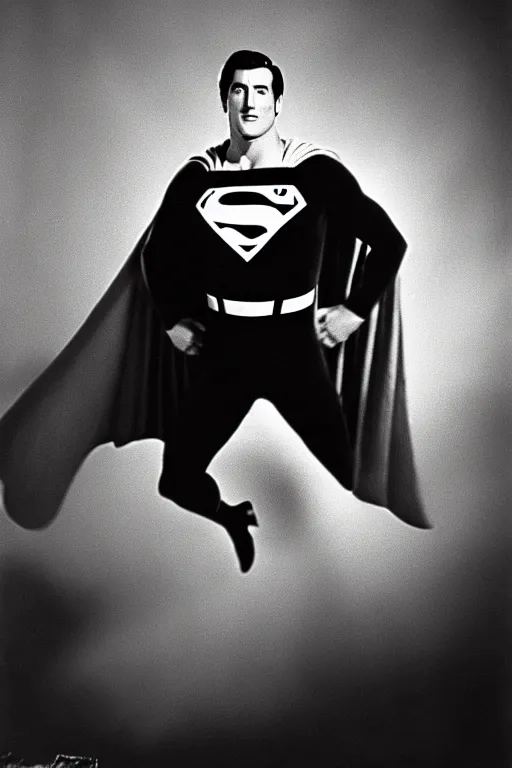 Image similar to rock hudson playing superman in 1 9 7 8, superhero, dynamic, 3 5 mm lens, heroic, studio lighting