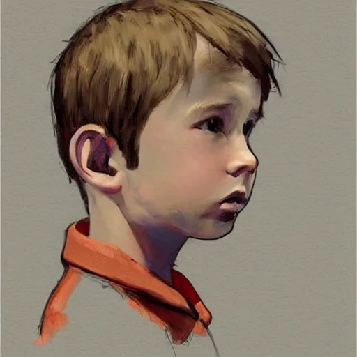 Prompt: art station sketch painting of a boy in the style of the style of the brandywine school of illustration, trending on art station, trending on cgtalk, trending on concept art, trending on pinterest, trending on fine art