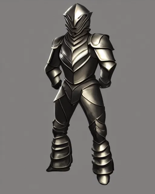 Image similar to suit of fantasy armor, shiny silver armor with gold trim, clean, flat shading, trending on artstation