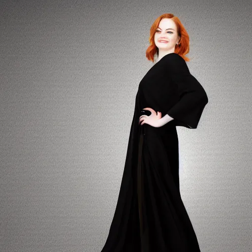 Image similar to A portrait of Emma Stone wearing Black Arabian Abaya, high quality, fully detailed, 4k