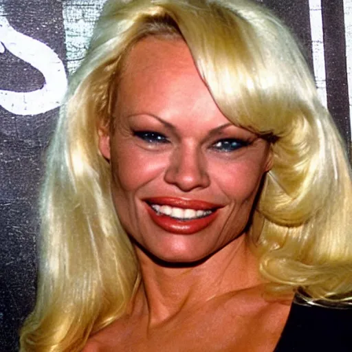 Prompt: pamela anderson as a 3 0 0 pound linebacker