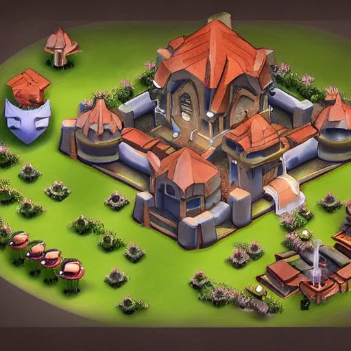 Prompt: town hall 1 5 concept art, clash of clans style, th 1 5 concept from clash of clans