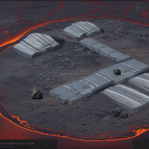 Image similar to isometric view of a space colony on a lava planet, photorealistic unreal engine