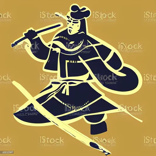 Prompt: samurai fighting, sticker, highly detailed, colorful, illustration, smooth and clean vector curves, no jagged lines, vector art, smooth