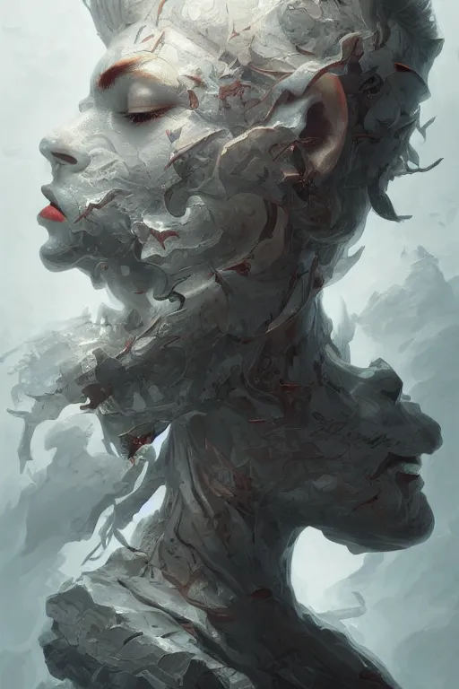 Image similar to triple faces blending into each other surrealism, d & d, fantasy, portrait, highly detailed, headshot, digital painting, trending on artstation, concept art, sharp focus, illustration, art by artgerm and greg rutkowski and charlie bowater