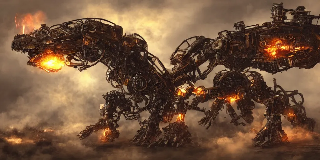 Prompt: steampunk mecha dragon charging up a powerful attack, scifi, extremely detailed