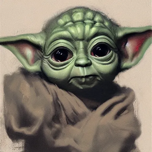 Image similar to portrait of a female baby yoda, artwork by guy denning and charlie bowater,