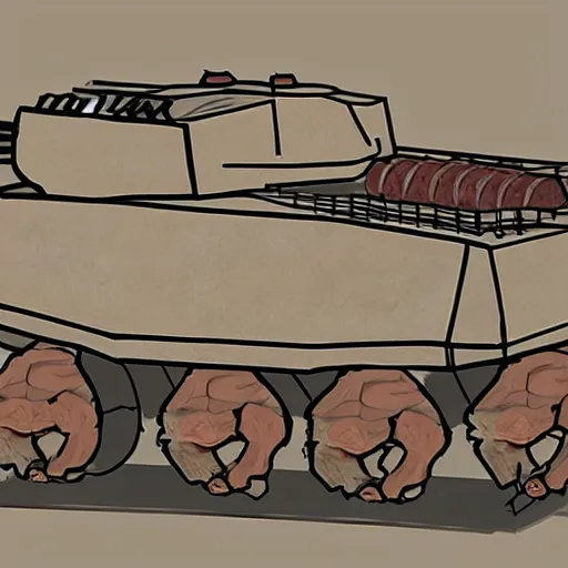 Image similar to concept art for a tank made of meat