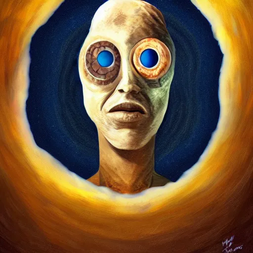 Prompt: one - eyed monster, ancient cyclops, portrait, digital painting