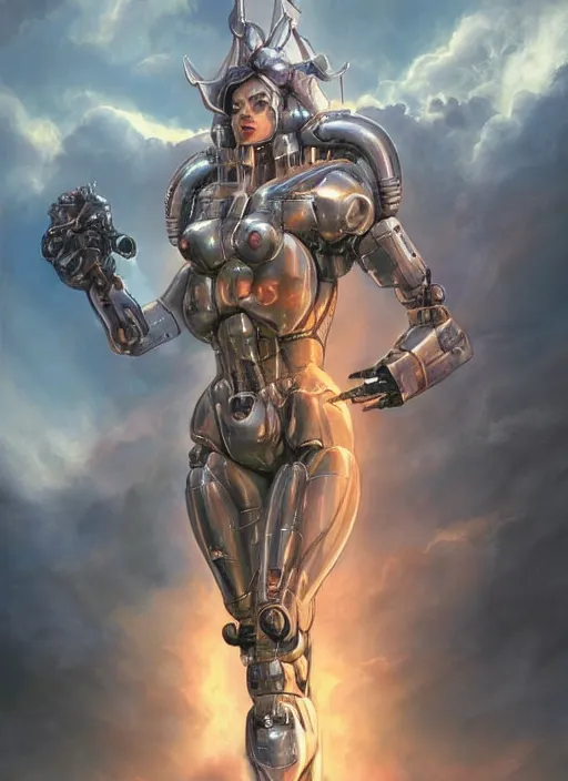 Prompt: biblical hell beautiful female mecha android, shiva, storm, glowing veins, in clouds, sunset, portrait, by peter elson, by lise deharme, muted colors, by frank frazetta, extreme detail, reflections, trending on artstation, 8 k