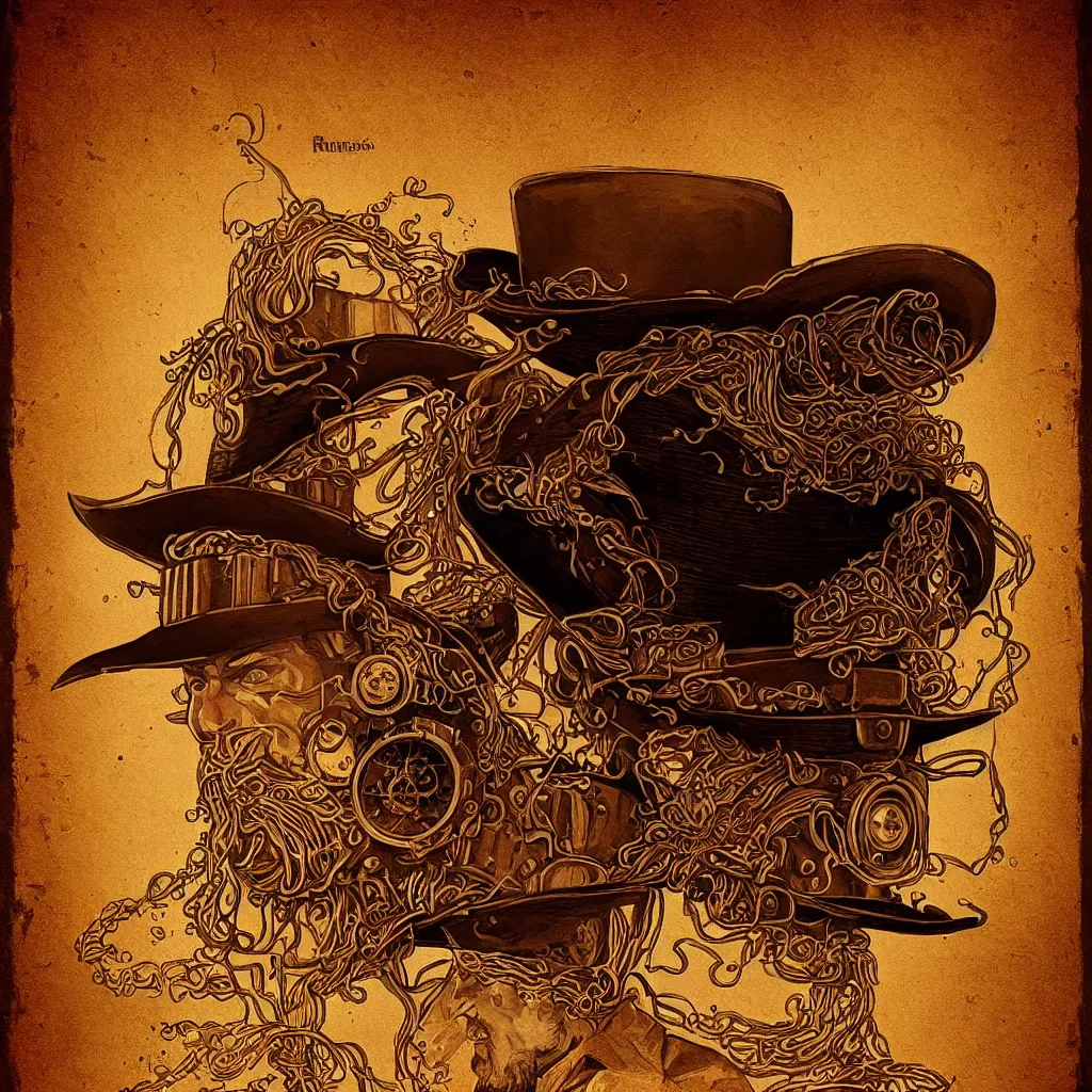 Image similar to steampunk spaghetti western wanted poster, wanted RANDEL BROTHERS dead or alive, elegant, highly detailed, digital painting, concept art, sharp focus, illustration, by Sergio Leone