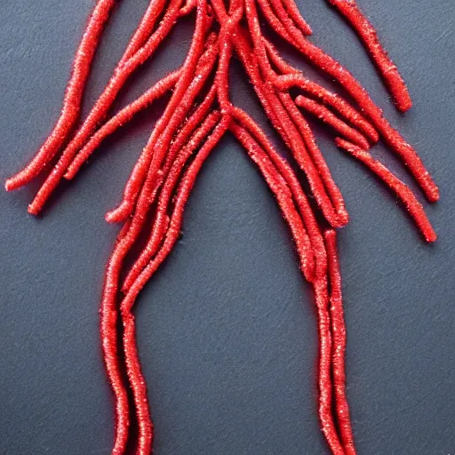 Image similar to a person made of twizzlers