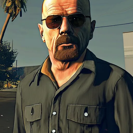 Image similar to heisenberg in gta 5 style,