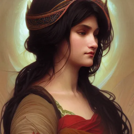 Image similar to portrait of the divine creator, intricate, elegant, highly detailed, digital painting, artstation, concept art, smooth, sharp focus, illustration, art by artgerm and greg rutkowski and alphonse mucha and william - adolphe bouguereau