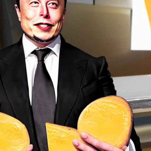 Image similar to elon musk holding 4 th - dimensional cheese