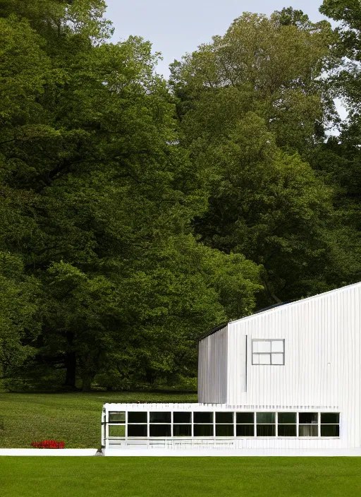 Image similar to a studio photograph of the farnsworth house made out of LEGO, 35mm, pentax, studio lighting