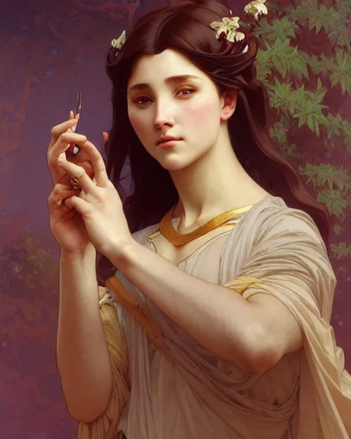 Prompt: a portrait of virgo god, concept art, smooth, sharp focus, illustration, art by artgerm and greg rutkowski and alphonse mucha and william - adolphe bouguereau