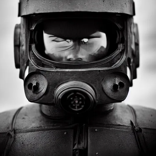 Image similar to portrait photograph of black spaceship pilot battle armor. super resolution. 85 mm f1.8 lens.bokeh.graflex. Alessio albi